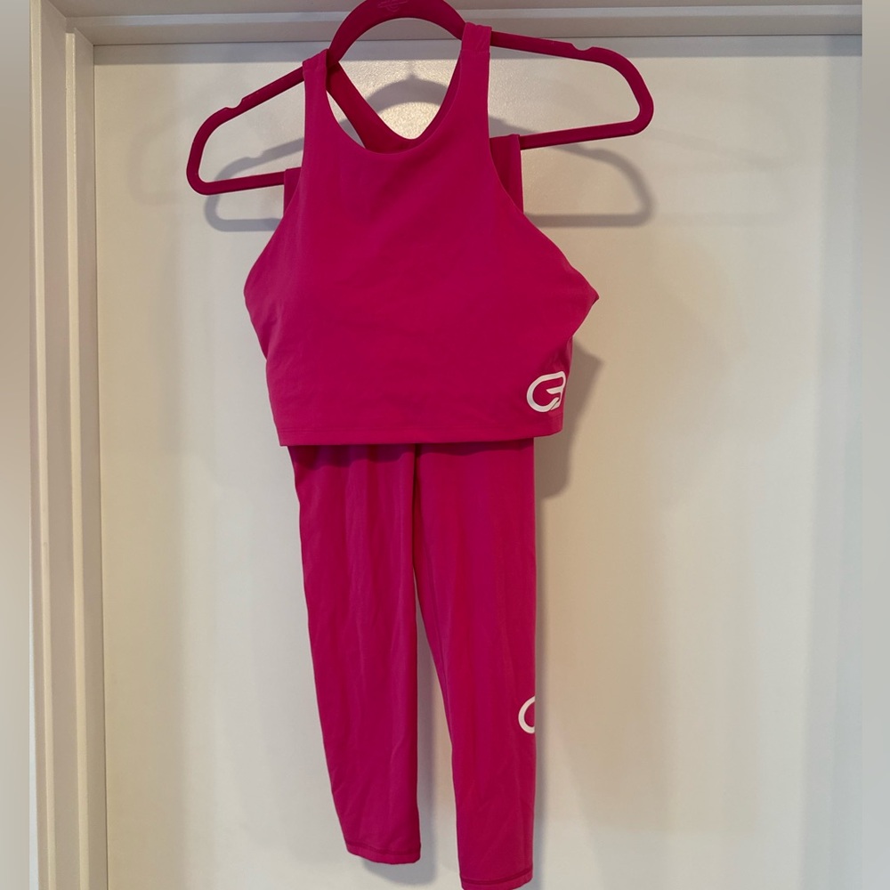 Pink Athletic Tank and Leggings Set